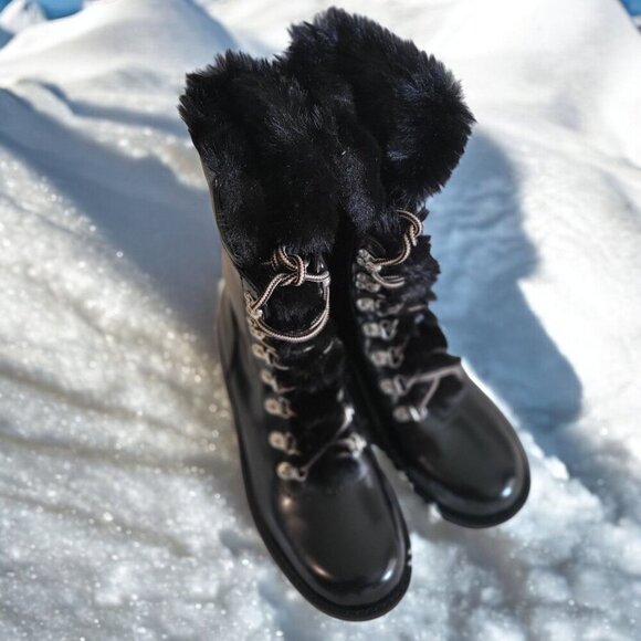 I.N.C. International Concepts Hannia Padded Patent Leather Wedge Lace Up Booties - Picture 1 of 8